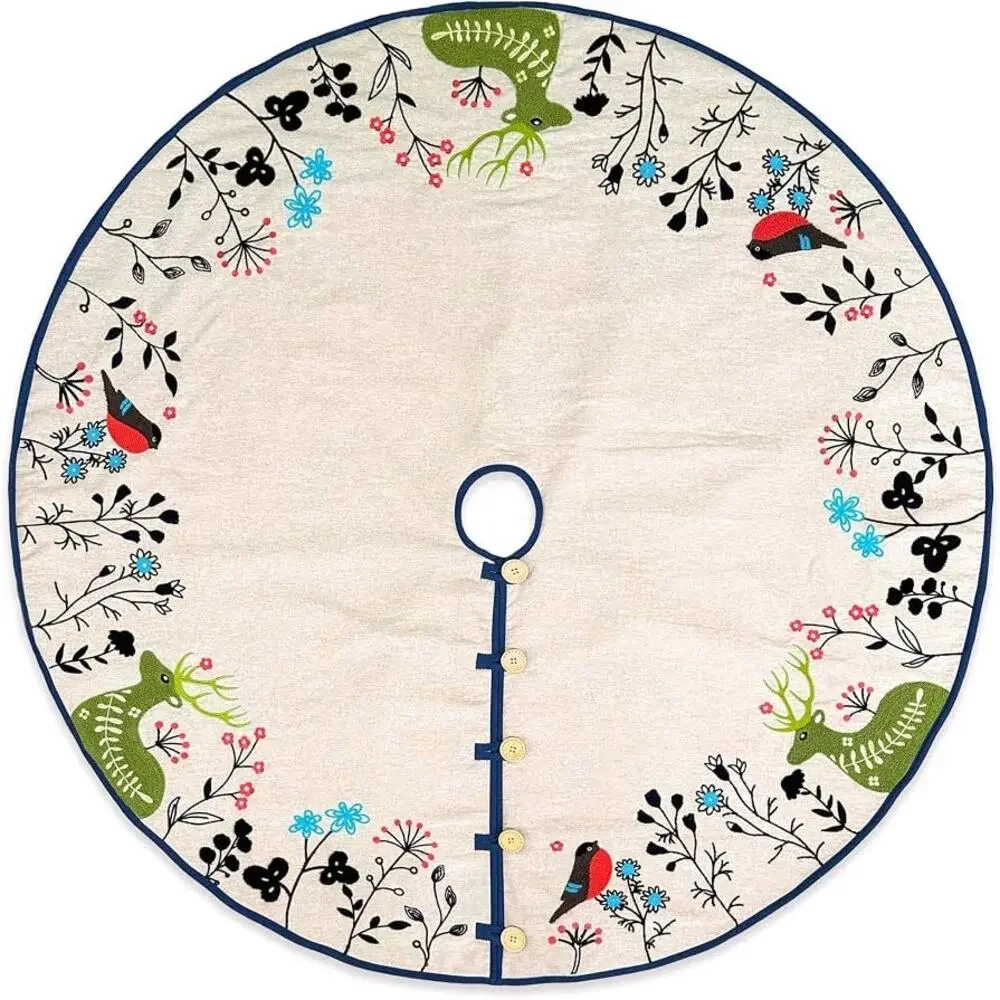 Woodland Creatures Embroidered Christmas Tree Skirt